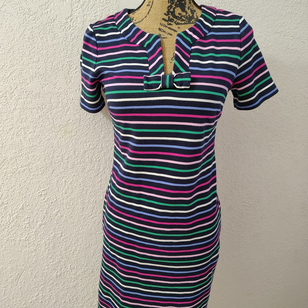 Striped Multicolor Dress with Bow Detail